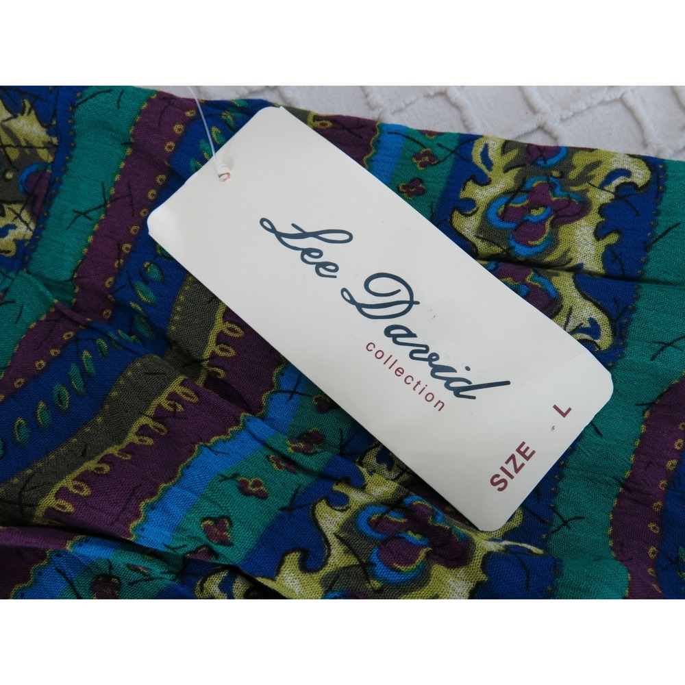 Vintage 90s Lee David Collection Large Rayon Maxi Skirt Floral Stripe Large NWT - Picture 5 of 7